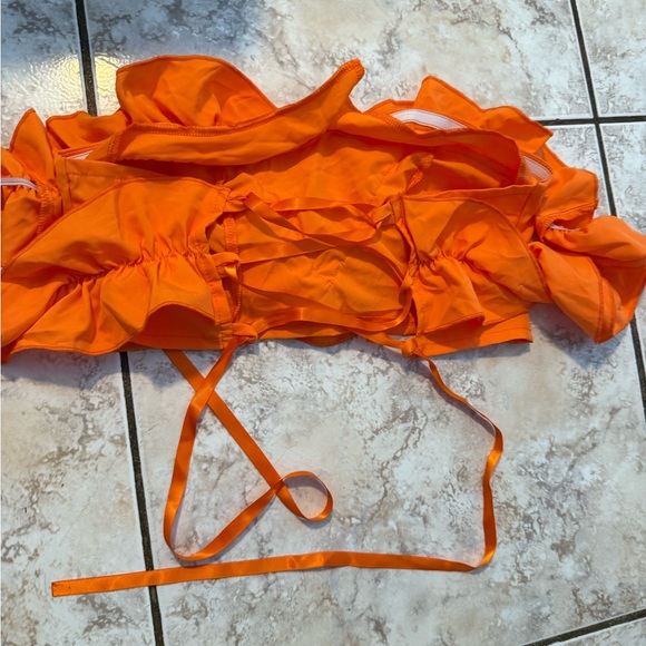 Orange Ruffled Crop Top - Picture 2 of 2